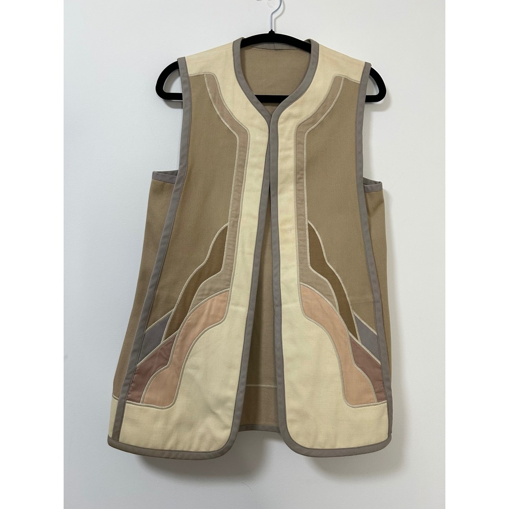 Vintage G. Girvin Seattle Silk Reversible Vest Women's Neutral‎ Applique